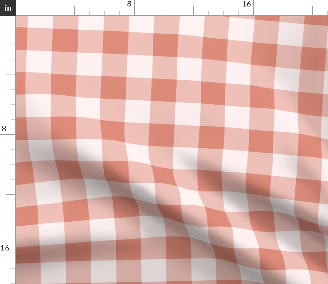 Muted Clay Pantone Gingham | Large Scale Check | Peach Terracotta