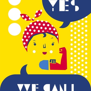 Yes, We Can!- International Women's Day Jumbo Wallpaper- Rosie The Riveter- We Can Do It- Feminist- Feminism- Women's Rights- Girl Power- Gender Equality- 54 inches width fabric