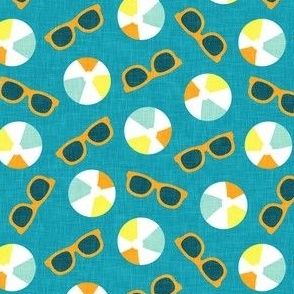 pool party - beach balls and sunnies - teal - LAD22