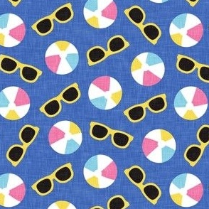 pool party - beach balls and sunnies - yellow/blue - LAD22