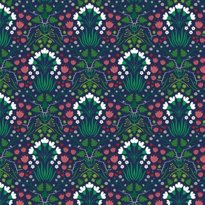 Meadow-red-and-green-on-navy-20cm repeat