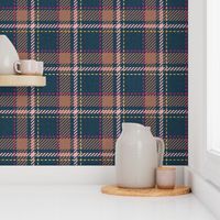 Normal scale // Reworked tartan cloth // nile blue background toast brown blush fuchsia pink and golden textured criss-crossed vertical and horizontal stripes