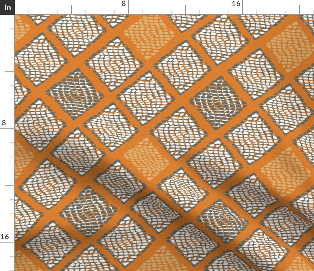 Argyle Twist: Orange and Grey Diamonds