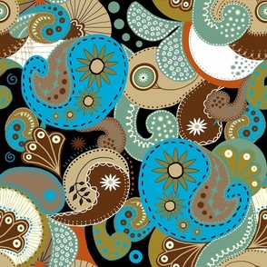 Bohemian Paisley - Blue on Black (see "Paisley" collection)