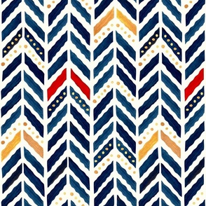 watercolor-wavy herringbone chevron-reworked classics-red, white and blue-large scale