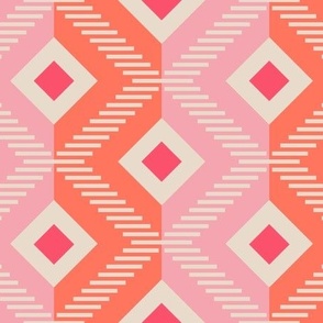 Diamond Stripe Geo | Large Scale | Maximal Pink and Orange