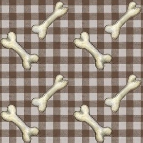 Dog bones check plaid brown