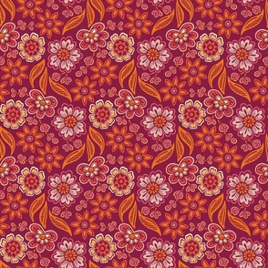 Colorful Boho Fabric by the Yard Retro Floral Upholstery 