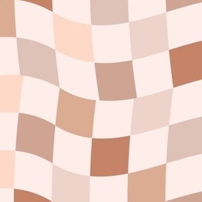 Groovy distorted checkerboard in muted boho earth tones