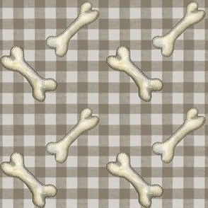 Dog bones check plaid beige