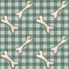 Dog bones check plaid sage green