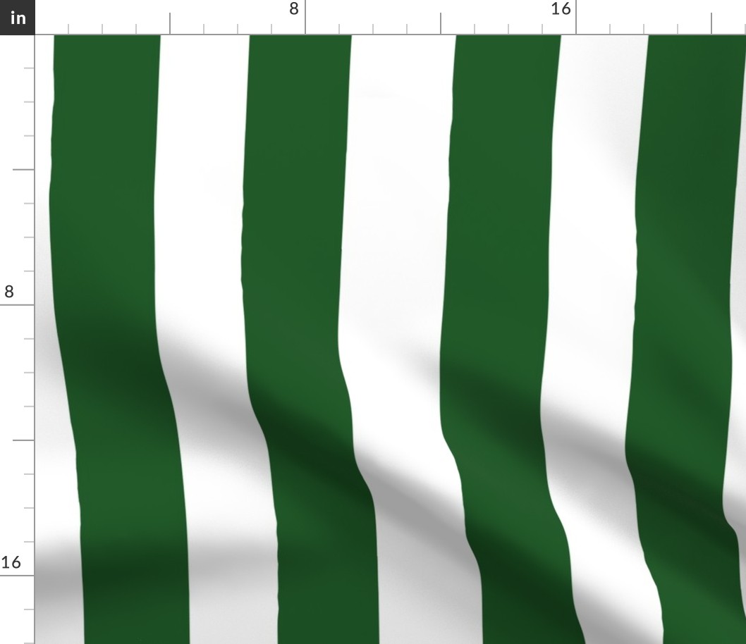 Green Cabana Stripe  | Hunter Green Vertical Cabana Stripe