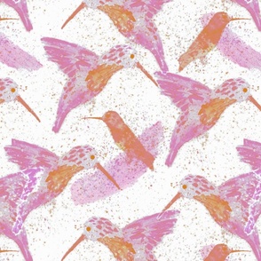 hovering hummingbirds-pink and orange