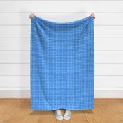 Blue and White Neutral Hemp Rope Texture Plaid Squares Cobalt Blue 005CFF and White FFFFFF Bold Modern Abstract Geometric