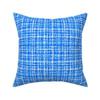 Blue and White Neutral Hemp Rope Texture Plaid Squares Cobalt Blue 005CFF and White FFFFFF Bold Modern Abstract Geometric