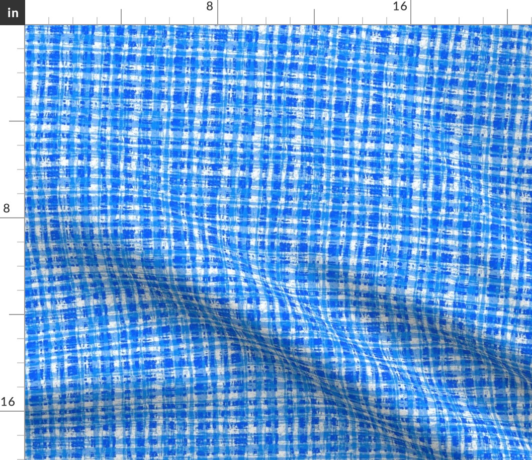 Blue and White Neutral Hemp Rope Texture Plaid Squares Cobalt Blue 005CFF and White FFFFFF Bold Modern Abstract Geometric