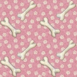 Dog bones paws scribble dusky pink