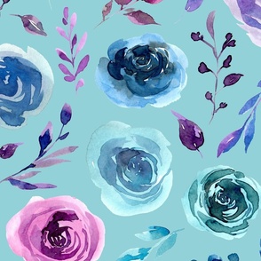 large purple and blue floral blue