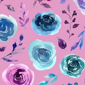 large purple and blue floral pink
