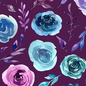 large floral purple and blue floral deep purple