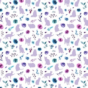 small scale purple and blue floral cats lilac