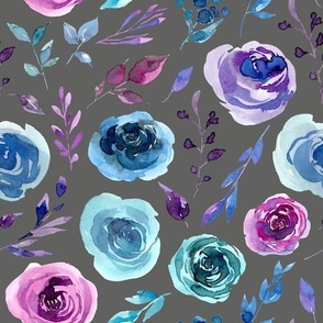 purple and blue floral grey