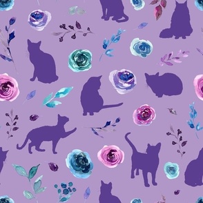 purple and blue floral cats purple lilac cat