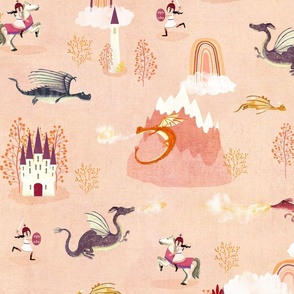 Dragons and castles peach 