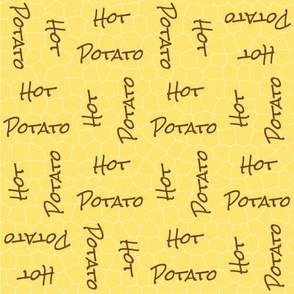 Hot potato words in black on butter yellow