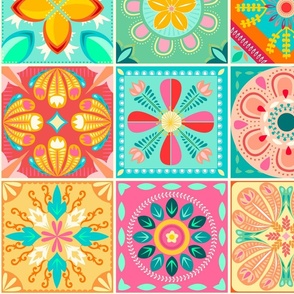 Ornate Tiles in Summer Brights - XL