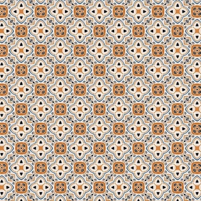 Geometric Mosaic Tiles, Small Scale - Beige, Orange, Black