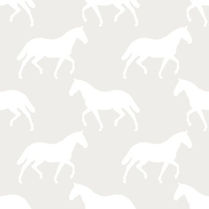 Large Subtle Trotting Horse Silhouette, Warm Grey Beige