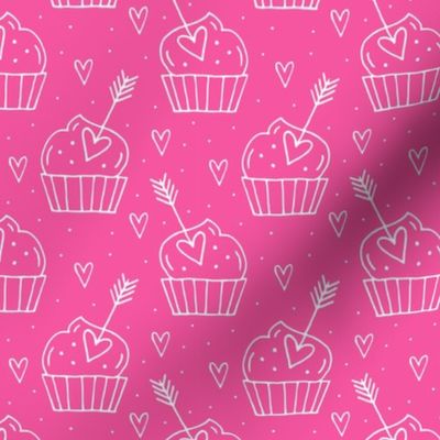 Cupid Cupcakes on Pink Background