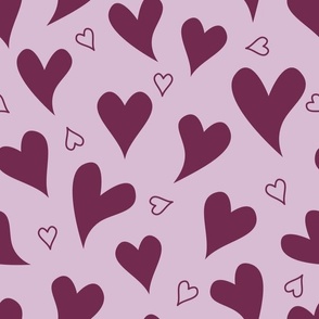 Bubbly Red Hearts on Pink Background