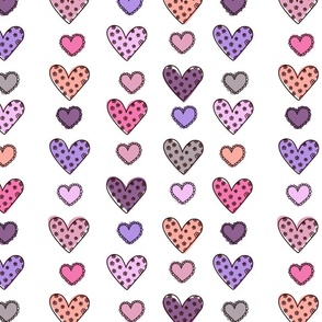 Purple, Pink, and Orange Hearts