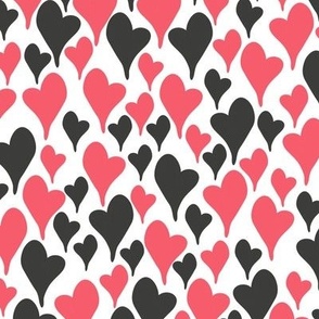 Bubble Red and Black Doodle Hearts