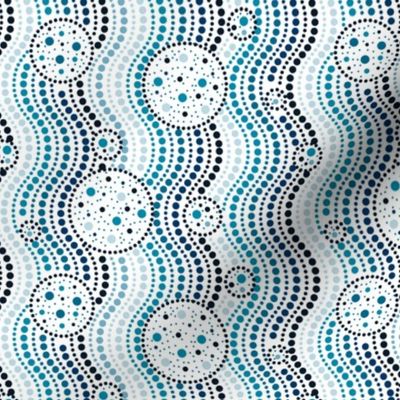 Infinite Dots- Space Stripes Bohemian Mandala- Azure Blue Ombre on White- Small Scale