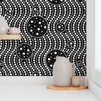 Infinite Dots- Space Stripes Bohemian Mandala- White Black- Large Scale