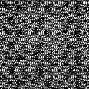 Infinite Dots- Space Stripes Bohemian Mandala- White Black- Small Scale