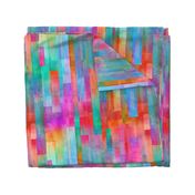 Rainbow stripe painterly collage