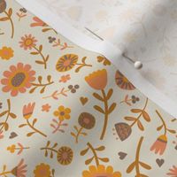 Folk Floral Scatter - Peach, Clementine and Mocha on Cream