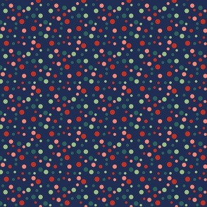 Random red, pink and green polka dots - Small scale