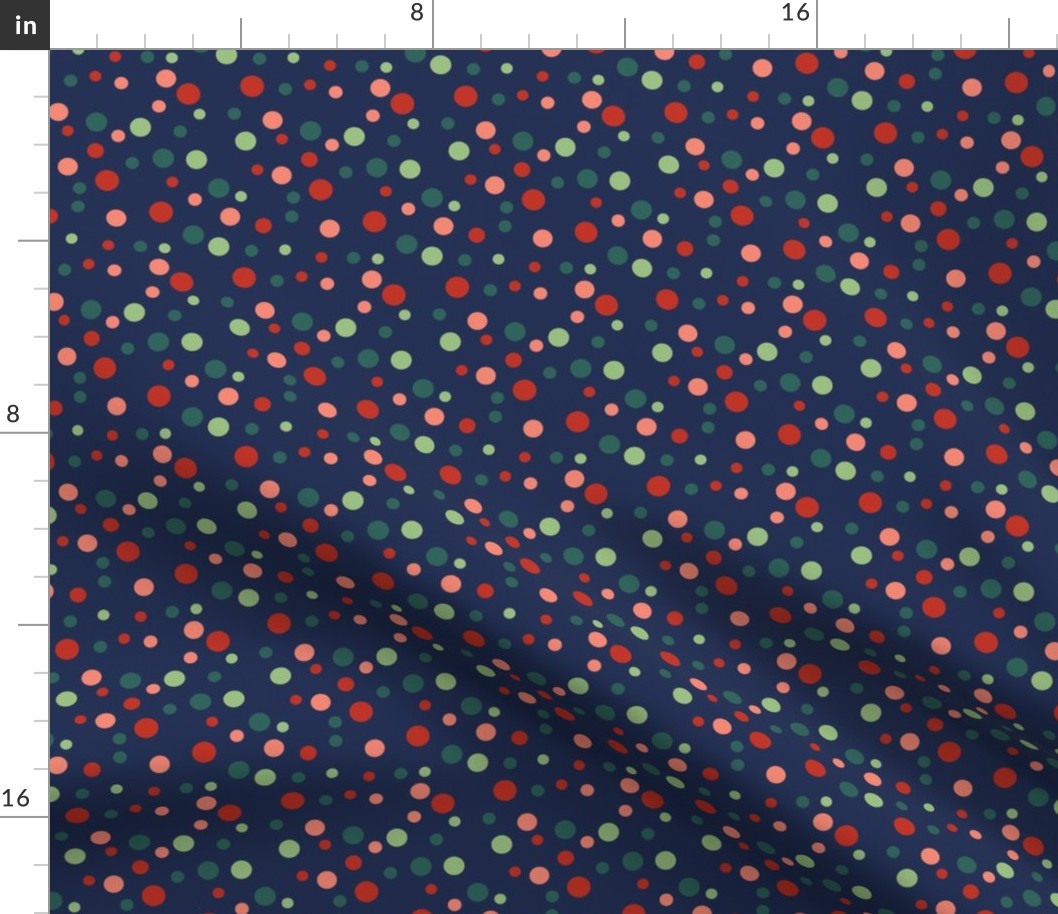 Random red, pink and green polka dots - Small scale