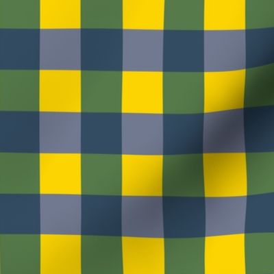 Yellow, blue and green gingham - Medium scale