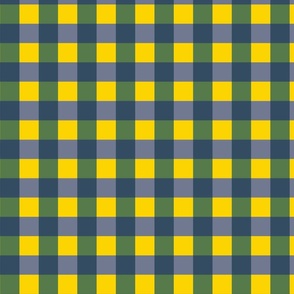 Yellow, blue and green gingham - Medium scale