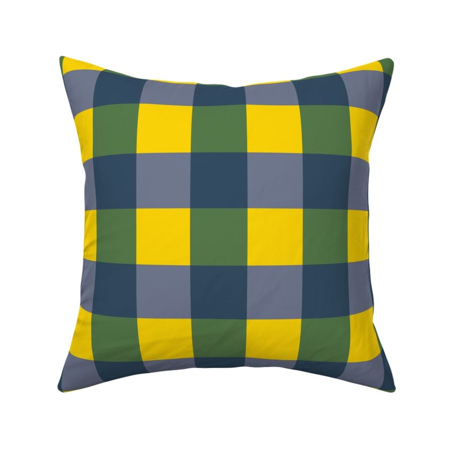 Yellow, blue and green gingham - Large scale