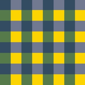 Yellow, blue and green gingham - Large scale