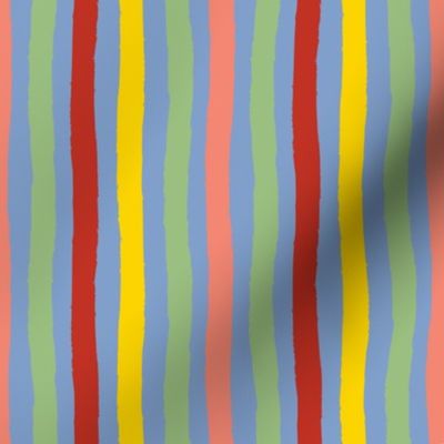 Yellow, red, pink and green stripes