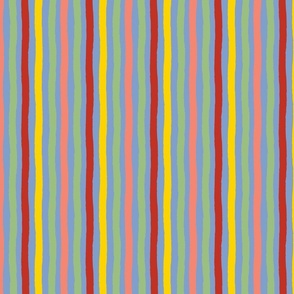 Yellow, red, pink and green stripes