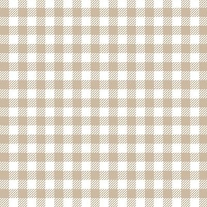 Summer picnic plaid - minimalist tartan design small buffalo checker design neutral beige oat on white